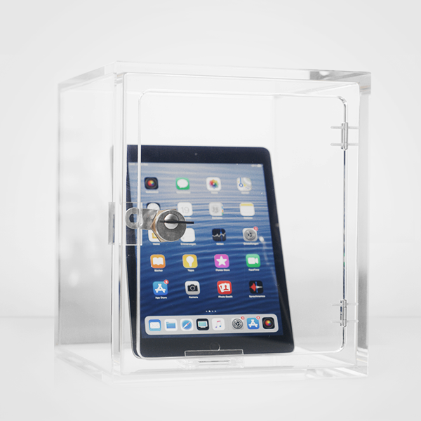 Plexiglass safe with a tablet as the main prize